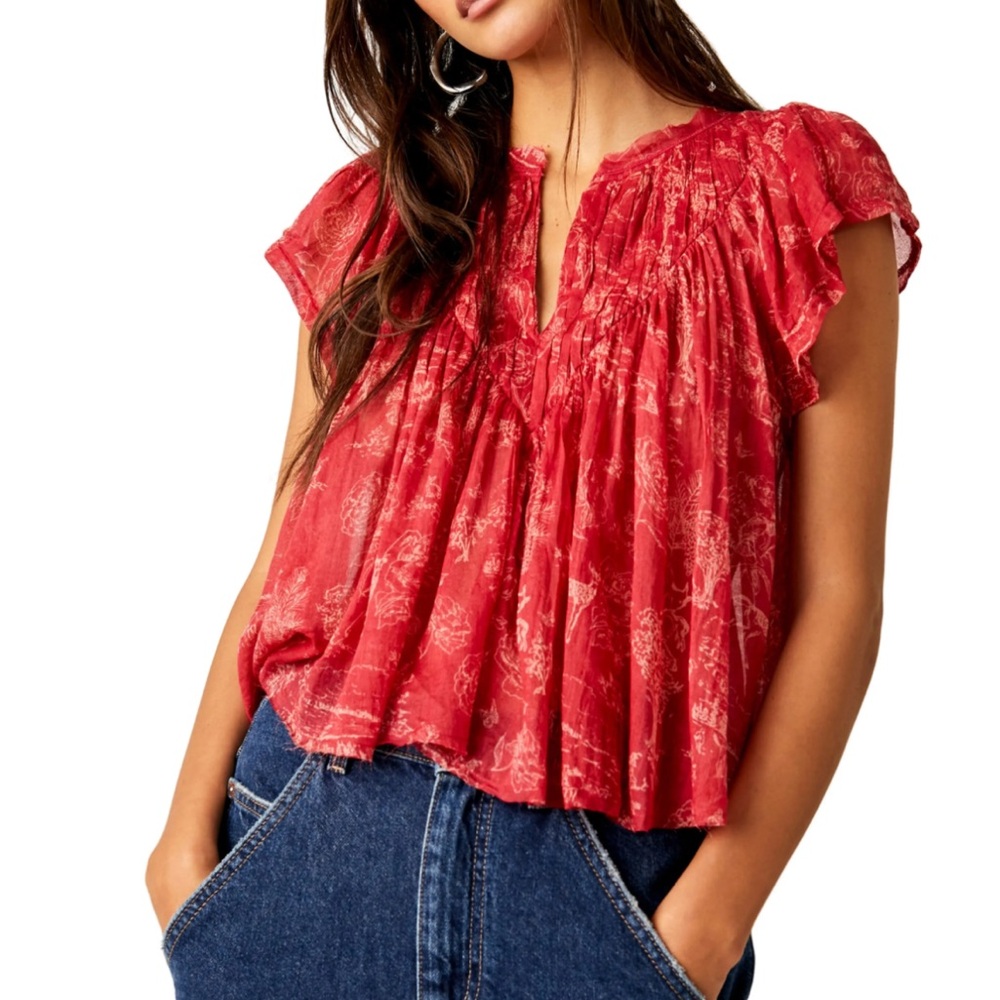 Free People Padma Floral Cotton Crop Top